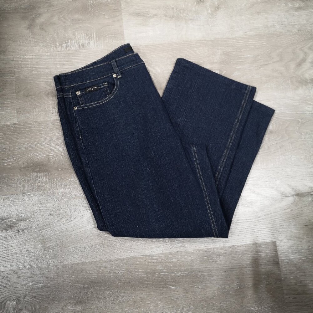 Simon Chang Denim Ladies Size 16 Dark Wash Straight Leg Blue Jeans - Picture 7 of 13